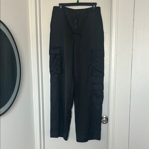 Zara Black satin Cargo Pants